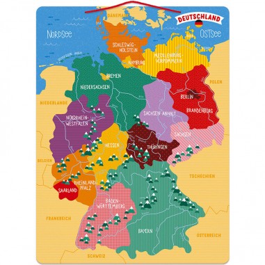 Puzzle Carte d'Allemagne Magnétique - bois - : Puzzles magnétiques - Janod