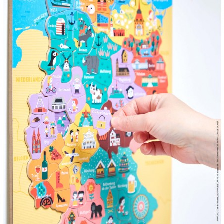 Puzzle Carte d'Allemagne Magnétique - bois - : Puzzles magnétiques - Janod