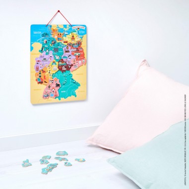Puzzle Carte d'Allemagne Magnétique - bois - : Puzzles magnétiques - Janod