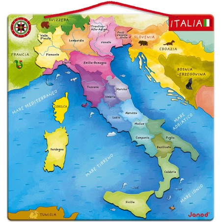 Puzzle Carte d'Italie Magnétique 20 pièces : Puzzles magnétiques - Janod