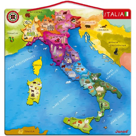 Puzzle Carte d'Italie Magnétique 20 pièces : Puzzles magnétiques - Janod