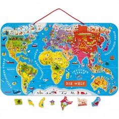 Puzzle Carte Monde Magnétique Allemand 92 pièces : Puzzles magnétiques - Janod 2