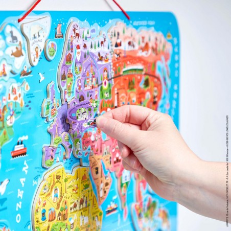 Puzzle Carte Monde Magnétique Allemand 92 pièces : Puzzles magnétiques - Janod