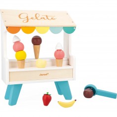Stand glaces bois - Jouet imitation marchande, enfant 3 ans - Janod