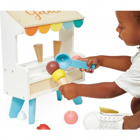 Stand glaces bois - Jouet imitation marchande, enfant 3 ans - Janod