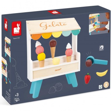 Stand glaces bois - Jouet imitation marchande, enfant 3 ans - Janod