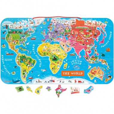 Puzzle Carte Monde Magnétique 92 pièces Anglais : Puzzles magnétiques - Janod
