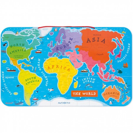 Puzzle Carte Monde Magnétique 92 pièces Anglais : Puzzles magnétiques - Janod