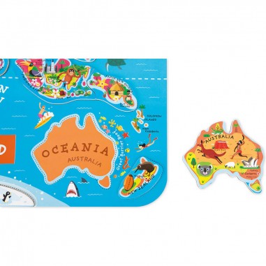 Puzzle Carte Monde Magnétique 92 pièces Anglais : Puzzles magnétiques - Janod
