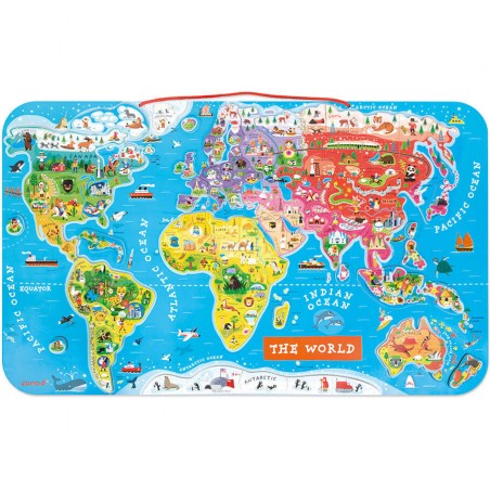 Puzzle Carte Monde Magnétique 92 pièces Anglais : Puzzles magnétiques - Janod