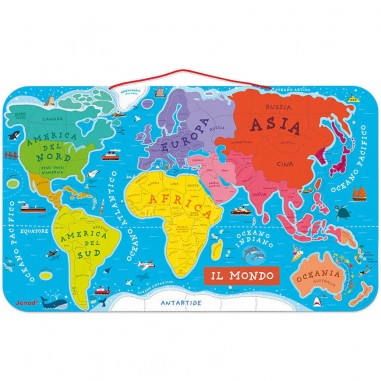 Puzzle Carte Monde Magnétique 92 pièces Italien : Puzzles magnétiques - Janod