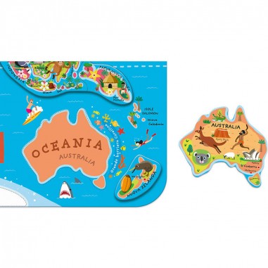 Puzzle Carte Monde Magnétique 92 pièces Italien : Puzzles magnétiques - Janod
