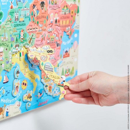 Puzzle magnétique italien - Carte éducative Europe magnétique - Janod