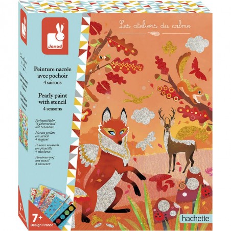 Peinture nacrée avec pochoirs 4 saisons - Janod