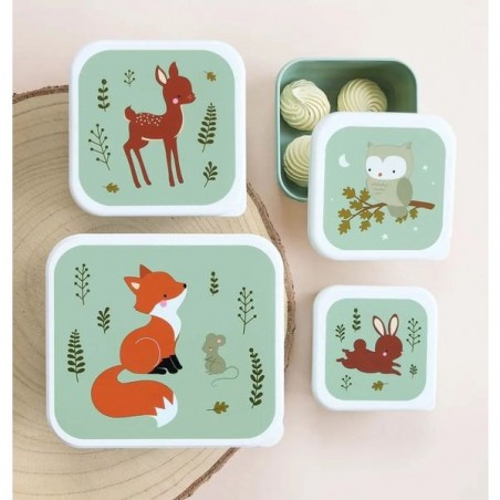 4 boites à goûter amis de la forêt sauge - A Little Lovely Company - Boîtes Alimentaires