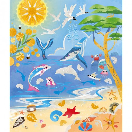 Peinture nacrée avec pochoirs 4 saisons - Janod