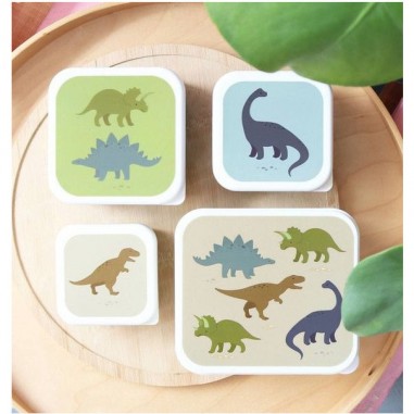 4 boites à goûter Dinosaures - Lunch box - A Little Lovely Company