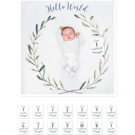Lange en coton & cartes - Hello World - Lulujo