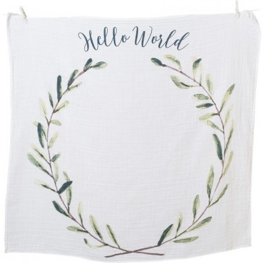 Lange en coton & cartes - Hello World - Lulujo