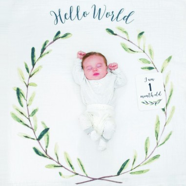 Lange en coton & cartes - Hello World - Lulujo