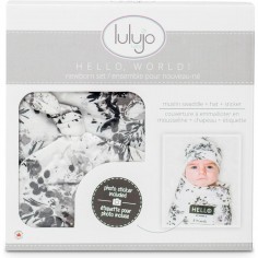 Coffret lange et bonnet en bambou - Black floral - Lulujo