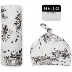 Coffret lange et bonnet en bambou - Black floral - Lulujo 2