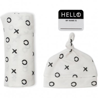 Coffret lange et bonnet en bambou - Bisous - Lulujo