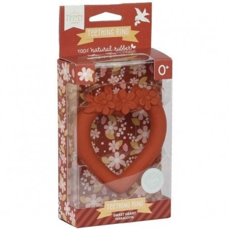 Anneau de dentition coeur terracotta - A Little Lovely Company