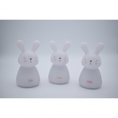 Veilleuse trio de lapins "Léo, Léni et Lila" avec base blanche - Olala Boutique