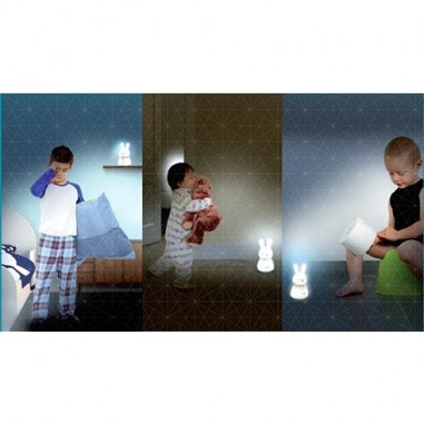 Veilleuse trio de lapins "Léo, Léni et Lila" avec base blanche - Olala Boutique