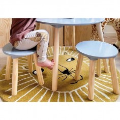 Table ronde 2 tabourets gris - Jabadabado 2