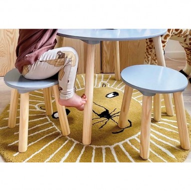 Table ronde 2 tabourets gris - Jabadabado