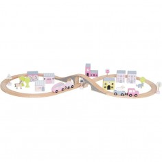 Coffret circuit voiture en bois rose - Jabadabado