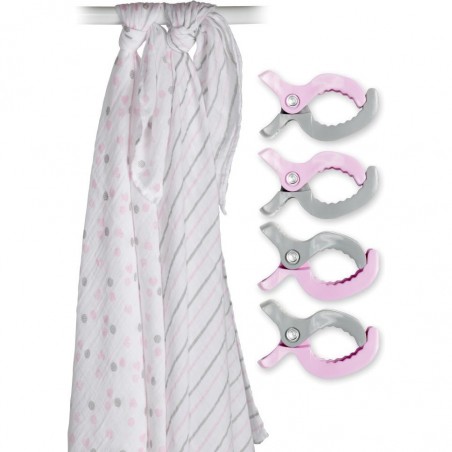 Langes coton et clips roses - Coffrets Langes Et Clips