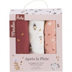 3 langes coton bio "Après la Pluie" - Moulin Roty