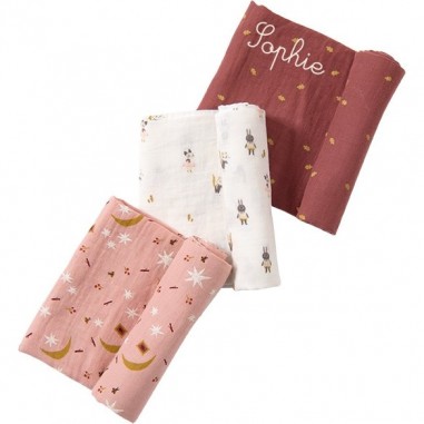 3 langes coton bio "Après la Pluie" - Moulin Roty