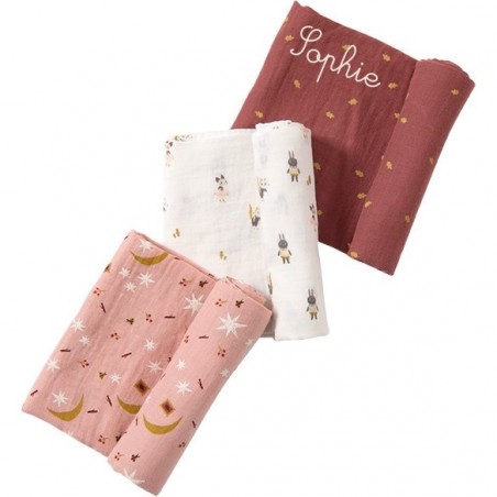 3 langes coton bio "Après la Pluie" - Moulin Roty