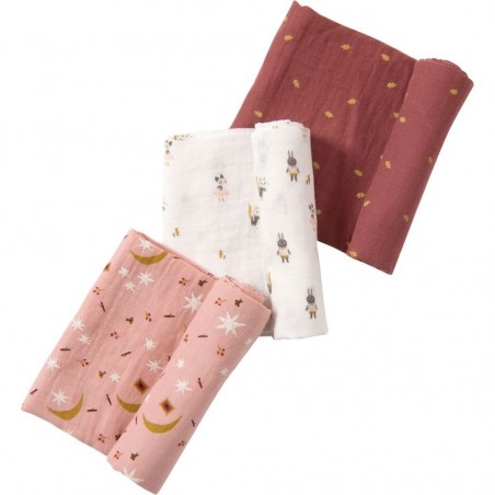 3 langes coton bio "Après la Pluie" - Moulin Roty