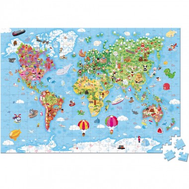 Puzzle éducatif monde 300 pièces, pour enfant dès 7 ans - Janod
