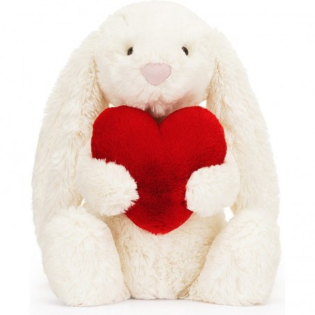 Lapin timide coeur d'amour rouge - Bashful Red Love Heart Bunny - Jellycat