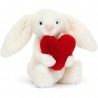 Lapin timide coeur d'amour rouge - Bashful Red Love Heart Bunny 18 cm - Jellycat