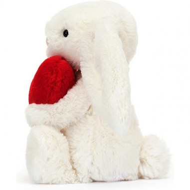 Lapin timide coeur d'amour rouge 18 cm - Bashful Red Love Heart Bunny - Jellycat