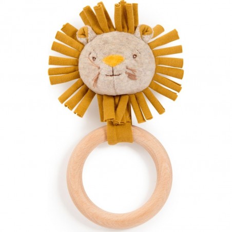 Hochet bois tête de lion Sous mon Baobab - Moulin Roty