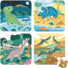 Puzzle dinosaure, lot de 4 - 6 à 16 pièces, pour enfant 2 ans - Janod 2