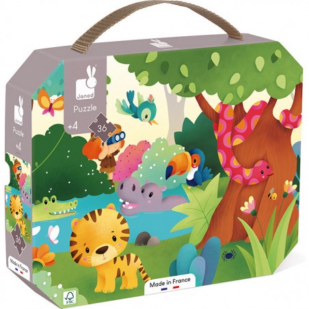 Puzzle animaux sauvages 36 pièces panoramique, enfant 4 ans - Janod