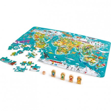 2 en 1 Puzzle et jeu Tour du Monde - Hape