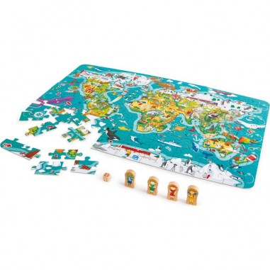 2 en 1 Puzzle et jeu Tour du Monde - Hape