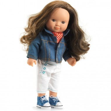 Tenue Blue Jacket - Veste en Jean Foulard Poupée Pomea - Djeco