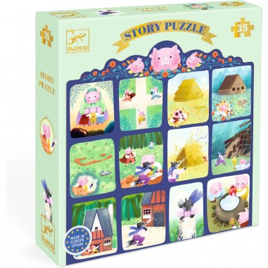 Puzzle histoire Les Trois Petits Cochons - 35 pcs - Story Puzzle - Djeco