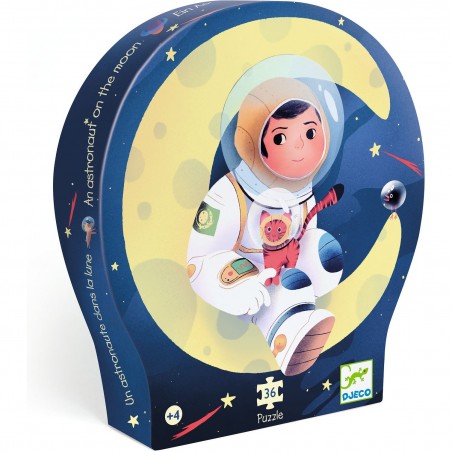 Un astronaute dans la lune - 36 pièces - Puzzle silhouette Djeco